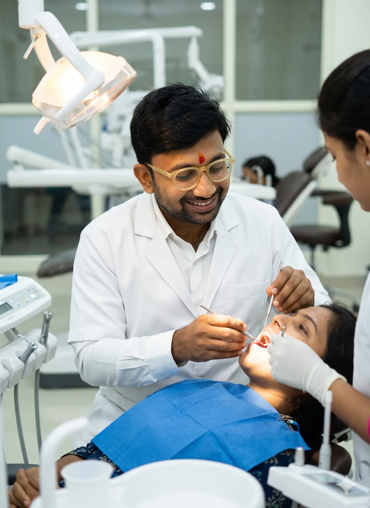 Illustration of Dr. Bharath providing dental care